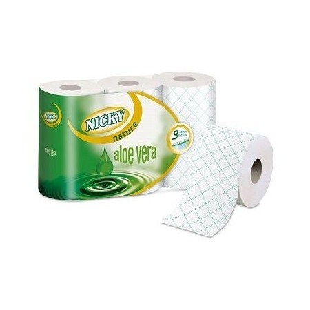 Papel higiénico NICKY aloe vera 3 capas, 6 rollos