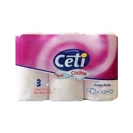 Papel de cocina CETI doble rollo mayor abosción, 6 rollos