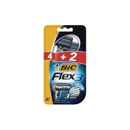 Maquinilla BIC FLEX-3 hojas, 4+2 uds