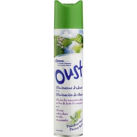 Ambientador OUST frescor verde elimina olores spray, 300 ml