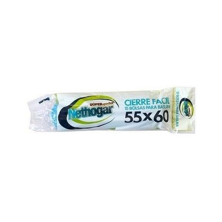 Bolsa basura NETHOGAR, cierre fácil  55x60  15 uds