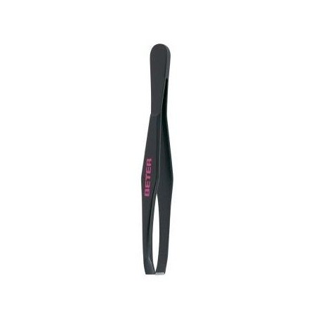 PINZA de depilar punta recta acero negro de 7,5 cm