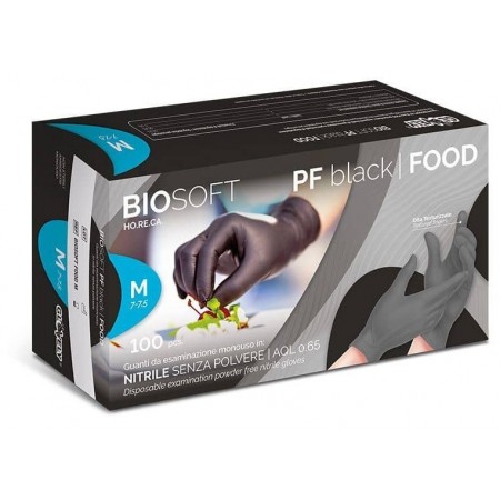 GLOVELY BIOSOFT PF BLACK FOOD GUANTES DESECHABLES DE NITRILO NEGRO SIN POLVO 1000 UDS