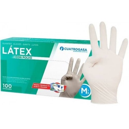 Guantes 4GASA látex con polvo, caja100 uds. blanco 5gr.