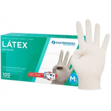 Guantes 4GASA látex sin polvo, caja100 uds. 5,3gr.
