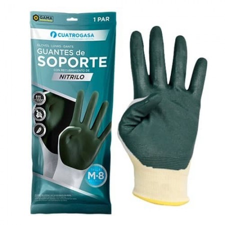 CUATROGASA Guantes de soporte nitrilo verde