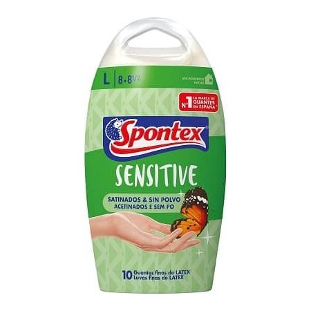 Guantes  SPONTEX finos látex sin polvo desechables 10 uds