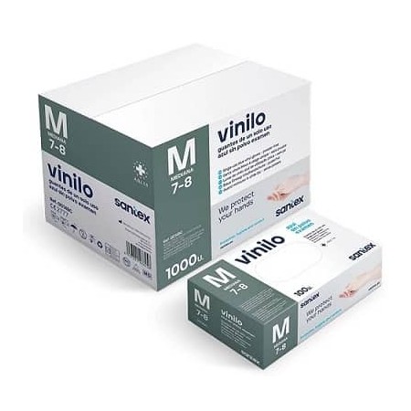 Guantes SANTEX vinilo sin polvo de examen azul 100 uds.