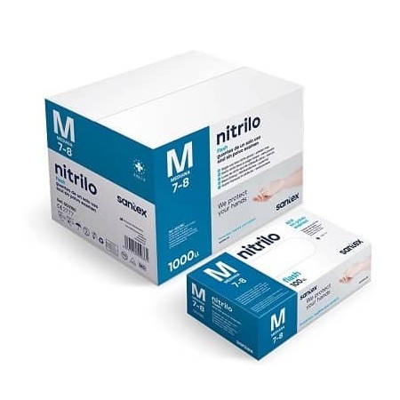 Guantes SANTEX nitrilo sin polvo de examen azul 5 grs. 100 uds.