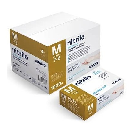 Guantes SANTEX nitrilo sin polvo de examen azul 3 grs. 100 uds.