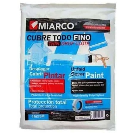 Plástico cubretodo 4x5m fino 7 micras