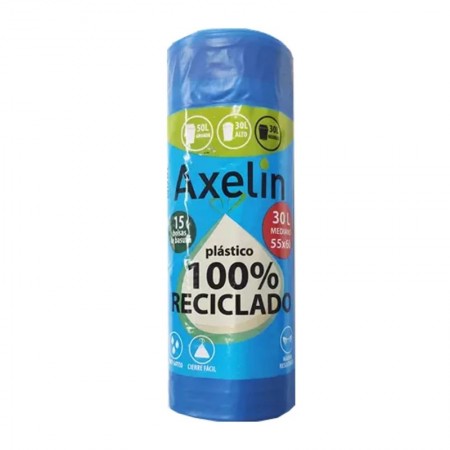 Bolsa de basura AXELIN 30L 15 uds.(55×60 ) cierre facil